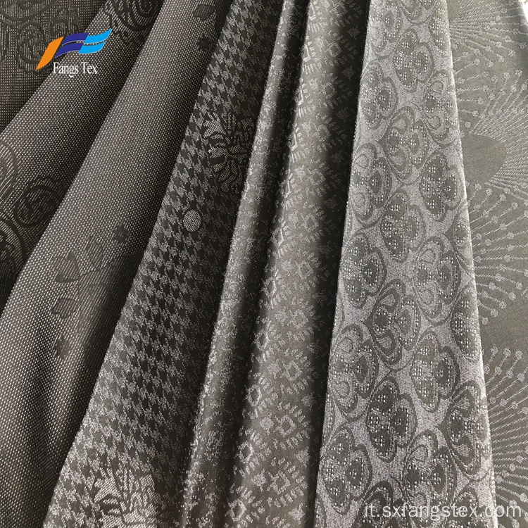 Tessuto Dubai Abaya nero formale jacquard in poliestere