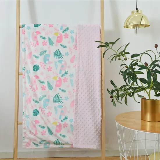 Soft Custom Printed Flannel Fleece Minky Dot Fabric Baby Blanket Printed Swaddle blankets