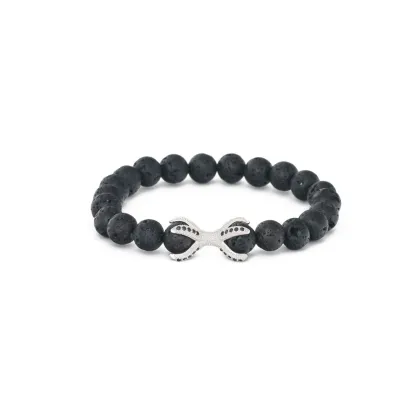 2019 Fashion Natural Lava Stone Bracelet CZ Charms Lava Bracelet