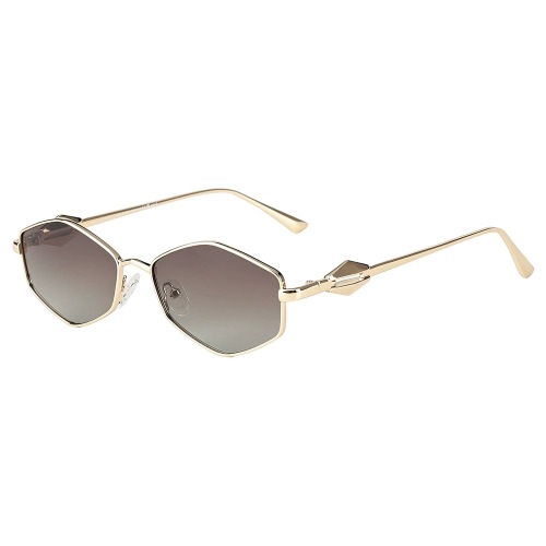 Unisex Geometric Hexagon TAC Polarized Metal Sunglasses
