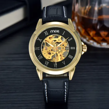 Shenzhen Watch Factory Gold Skeleton Watch for Men