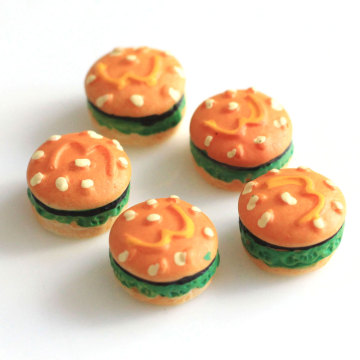 Artificial 3D Kawaii Cheap Loose Chunky Cute Resin Hamburger Cabochon Beads Mini Size for Decoration DIY