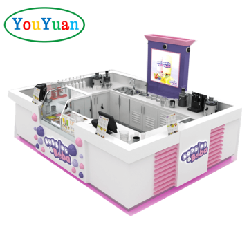 Wooden Bubble Tea Kiosk and Mall Juice Counter Design
