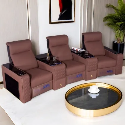 Popular Suede Fabric Cinema Chair: Theater Furniture Power Recliner