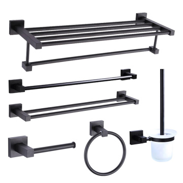 Bathroom Accessories Set: Luxury Towel Rack and Toilet Brush
