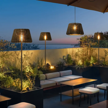 Hot Selling Chinese Rattan Solar Floor Lamp for Outdoor Decoration