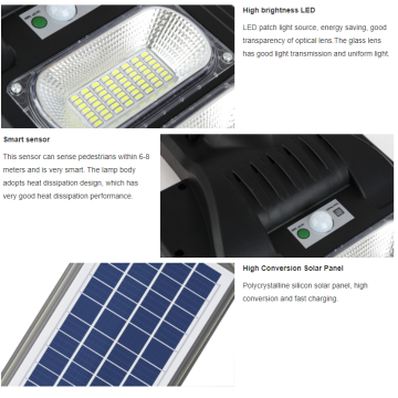 Fiche technique du lampadaire solaire intégré étanche ABS