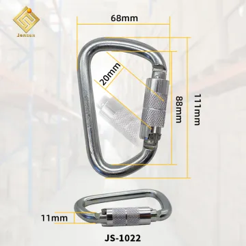 30KN Steel Carabiners: D-Type Galvanized Steel Auto Locking Carabiner Hooks for Fall Arrest and Connection Safety Belts