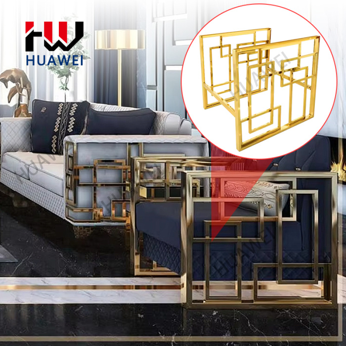 إطار كرسي معدني ذهبي مزخرف بتصميم هندسي
