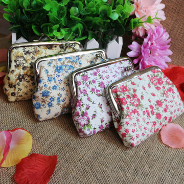 2015 new style 4 inches fashion cuteRural floral canvas Ms. Buckles zero wallet
