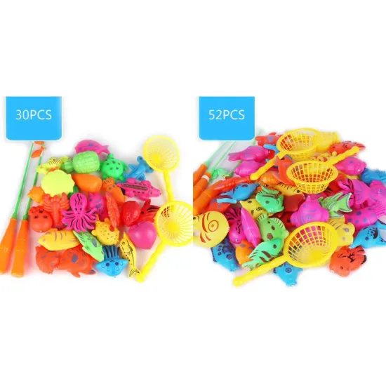 30/52 Pcs Magnetic Fishing Toys Plastic Fish Rod Set Kids Playing Water Gifts