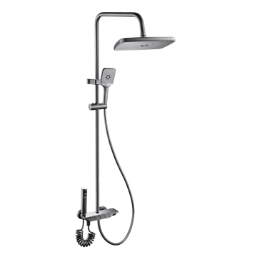 Luxury Hotel Thermostatic Faucets: Brushed Matte Gun Grey, Rectangular 4 Spout SUS 304 Showers