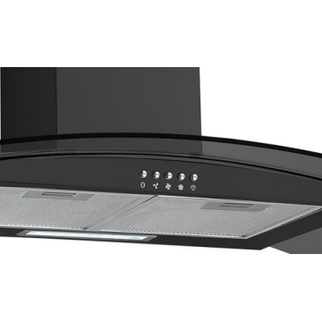 60cm Curved Glass Cooker Hood in Black