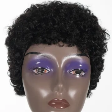 Fast Shipping 100% Brazilian Remy Human Hair Machine Made Wig for Black Women Jerry Curly  Short Wave