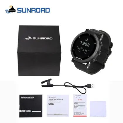 Sunroad GPS smart watch with heart rate altimeter barometer compass pedometer running triathlon digital wristwatch for men часы