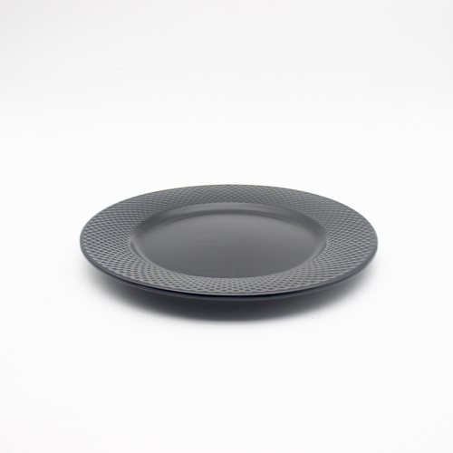 Crockery Ceramic Dinterware Plates Bowl Black 엠보싱