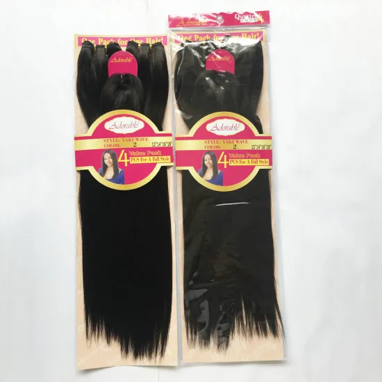 Fashion YAKI WAVE 4pcs 12"-18" Natural Hair Extension Blended Synthetic Hair Weaving Hair Bundles with Closure