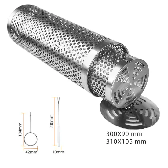 2 PACK Rolling Grilling Basket Round Stainless Steel BBQ Grill Mesh for Veggies, Fish & Fries