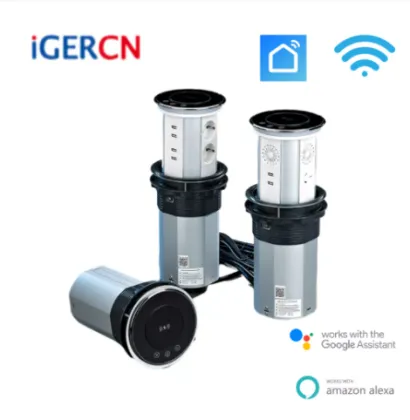 IP65 Waterproof Tmall Genie WiFi-Controlled Pop-up Power Outlet with 18W Wireless Charging and 3 Outlets