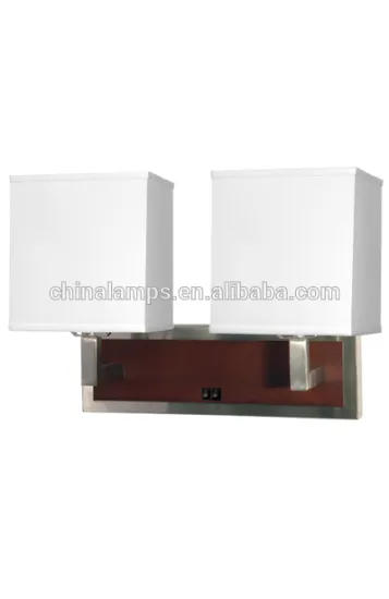 Power outlet hotel wall lamp double head wall light with square lampshade for Canada hotel inn