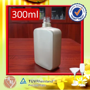 Flat square vodka glass bottle 300ml glass bottle for liquor