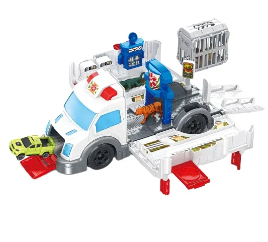 Top Selling Kids' Rescue Vehicle Set: Plastic Carrier Truck & Animal Trailer Toy