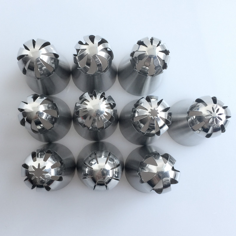 10PCS Russian Sphere Ball Piping Tips Stainless Steel Icing Nozzle Pastry Cupcake Baking Shape Cream T