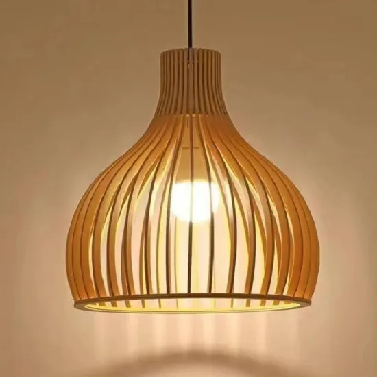 Modern Minimalist Wooden E27 Pendant Light for Dining Room, Kitchen, Living Room, and Bedroom