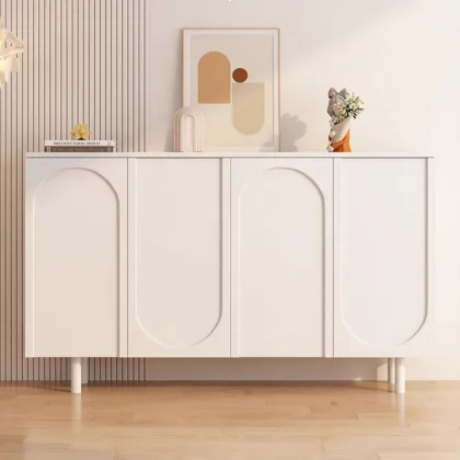 Cream Sideboard with MDF Board and Metal Legs for Living Room