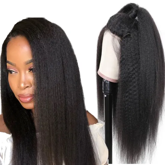 Transparent Kinky Straight 360 Lace Frontal Wig Pre Plucked 150% density Yaki HD Lace Front Human Hair Wigs For Black Woman Remy