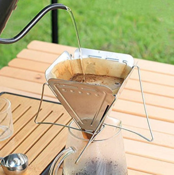 Collapsible Portable Stainless Steel Pour Over Coffee Dripper for Travel and Camping