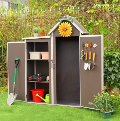 Rain-Proof Solid Metal Frame Garden Shed Storage Cabinet - Easy Assembly