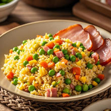 Arroz frito de vegetais congelados