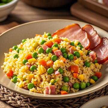 Arroz frito de vegetais congelados