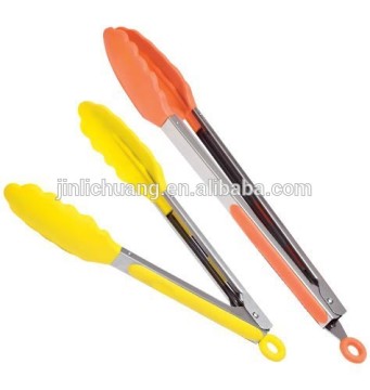 High quality skip-proof practical silicone food tong with mental