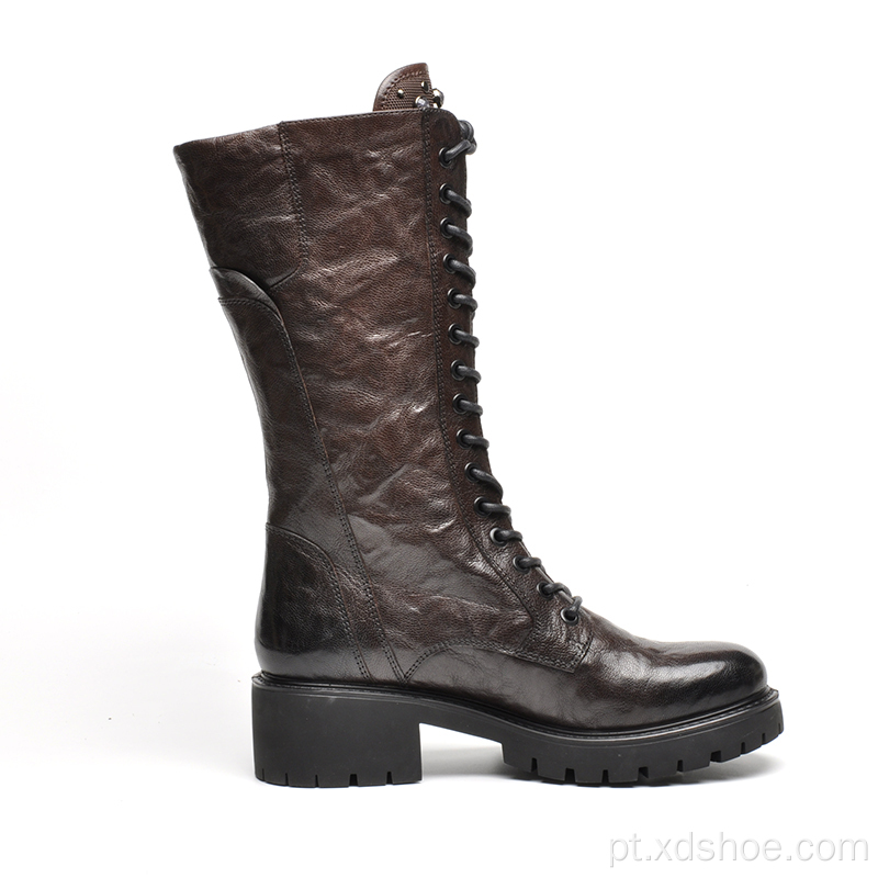 Bota de equitação casual feminina de couro wrikle