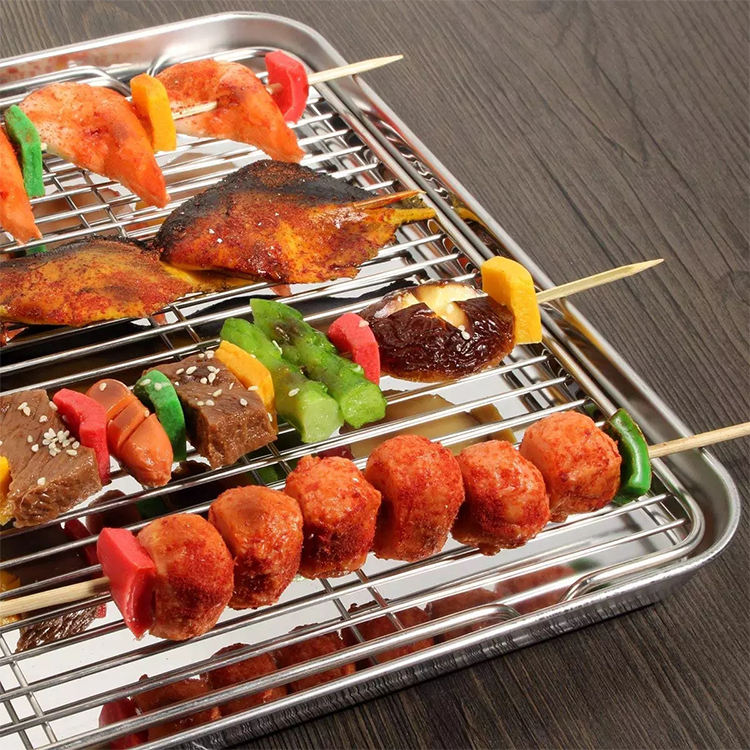 cooling rack in tray with all kinds of food