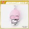 Rose Quartz Semi Precious stone Skull Alloy Pendant