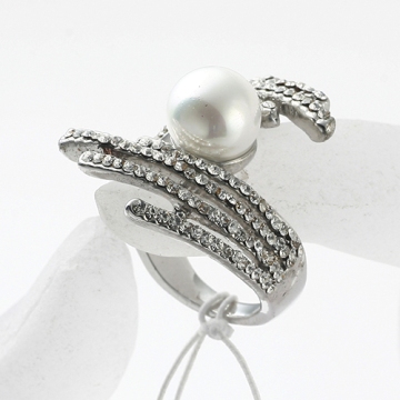 anelli di dito all'ingrosso strass per le donne di marca gioielli donne promozione rodio strass perla intarsio dito anelli