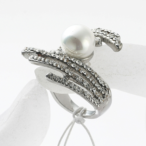 anillos de diamantes de imitación por mayor para las mujeres de la marca joyas anillos de dedo de mujeres promoción rodio imitación perlas incrustadas