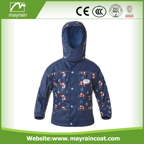 Full Print Thicken Warm PU Children Rainsuit
