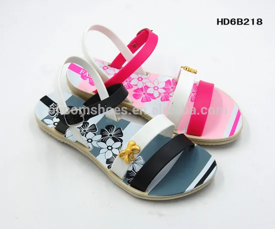 Latest flat customized printed lady sandal