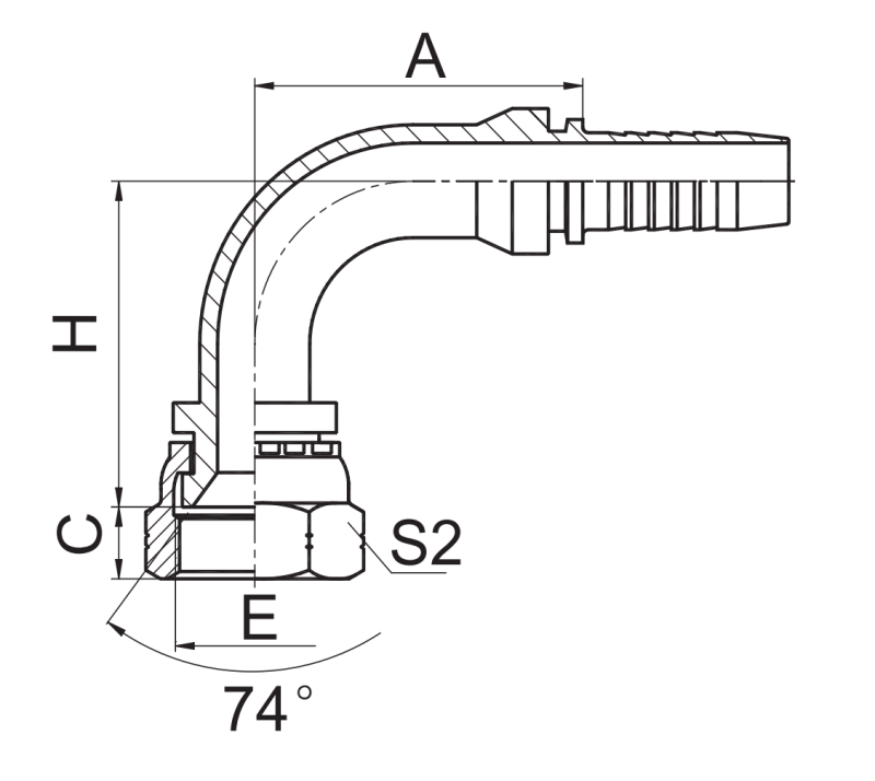 90 Jic Female 74 Cone Seat Hydraulic Fittings