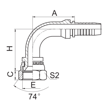 90 JIC Kvinna 74 Cone Seat Hydraulic Fitting