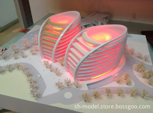 3 Color Building Two Commercial Buildings Architectural Model With Three Colors, High ...