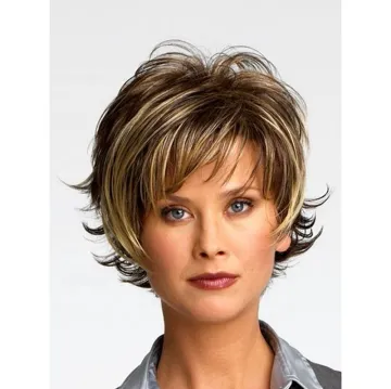 The popular brown blond fringe wig short blonde synthetic wig