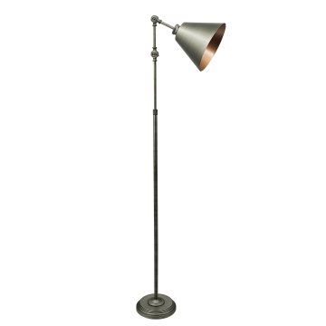 In hoogte verstelbare metalen vloerlamp met antiek messing voor woonkamer