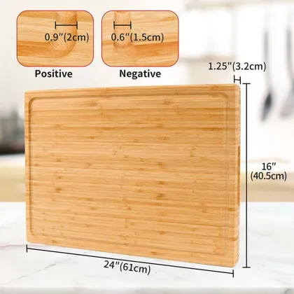 JOYWAVE Thickened Heavy Duty Bamboo Butcher Block Chopping Board - Large Kitchen Cutting Board Wholesale
