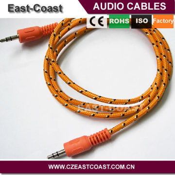 Fabric braided Shield 3.5mm audio Aux Cable for mp3 mp4 Headphone Nylon Cable