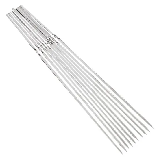 Stainless Steel BBQ Skewers BearMoo 17" Flat Metal Grilling Skewers Set